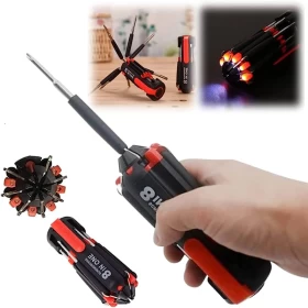 Multifunctional Portable Screwdriver with LED Torch Flashlight 8-in-1