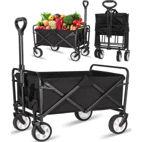 Folding Trolley Cart - Collapsible Outdoor Utility Wagon