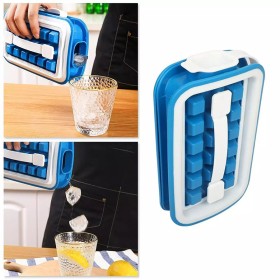 Portable Folding Summer Silicone Ice Cube Bottle Tray Mold with Removable Lid